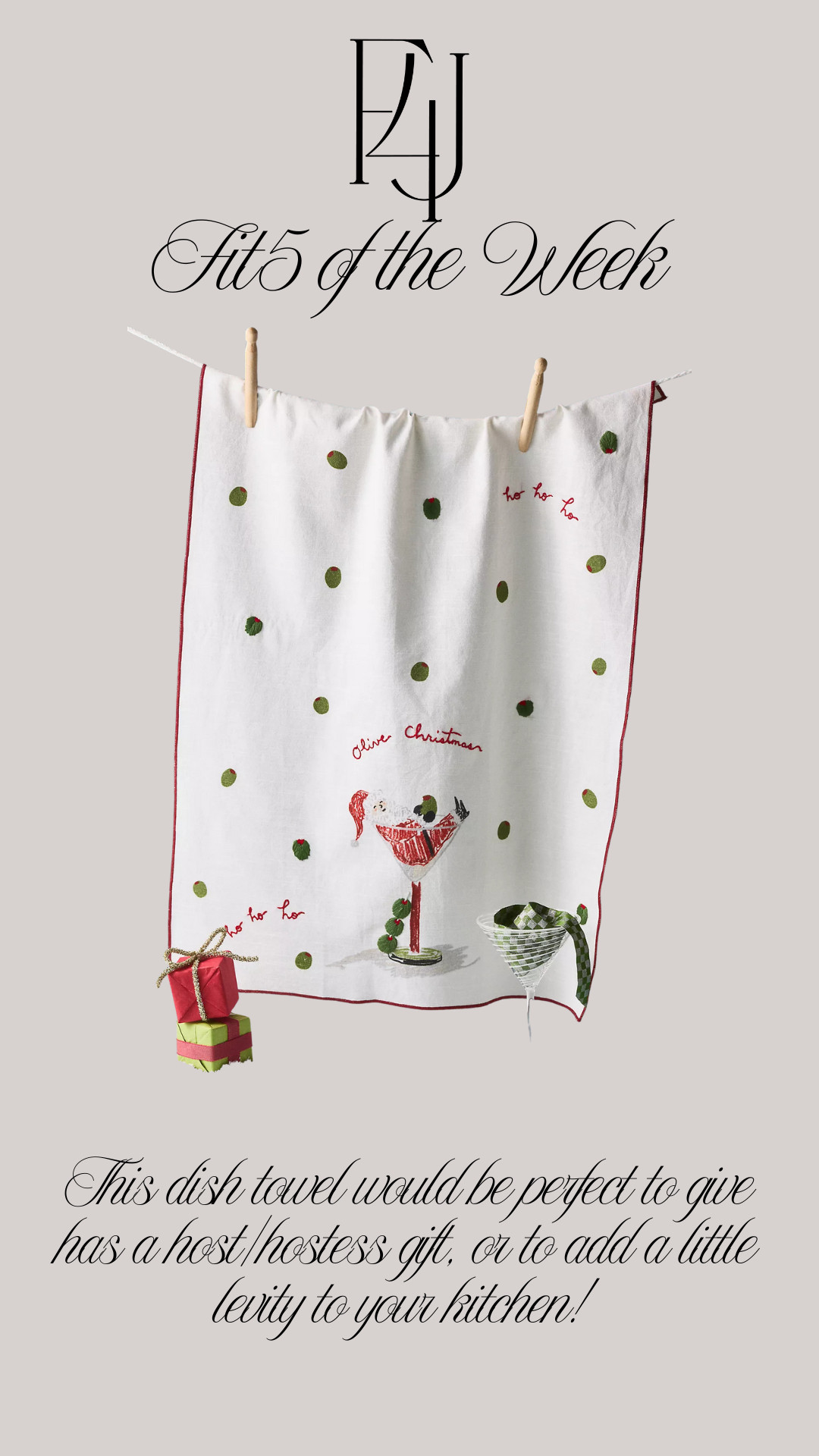 A great gift to give the martini lover, or when you want to add some levity to your kitchen decor! Under $25!

Fit4Janine, Anthropologie, Tea Towel 

 #LTKGiftGuide #LTKHoliday #LTKSeasonal