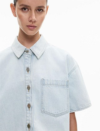 Witchery Denim Crop Shirt | David Jones | David Jones (Australia & New Zealand)