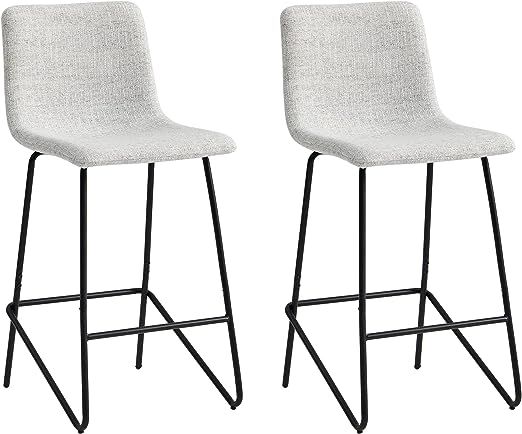 Watson & Whitely Bar Stools, Fabric Upholstered Bar Stool with Back, Metal Legs in Matte Black, 2... | Amazon (US)