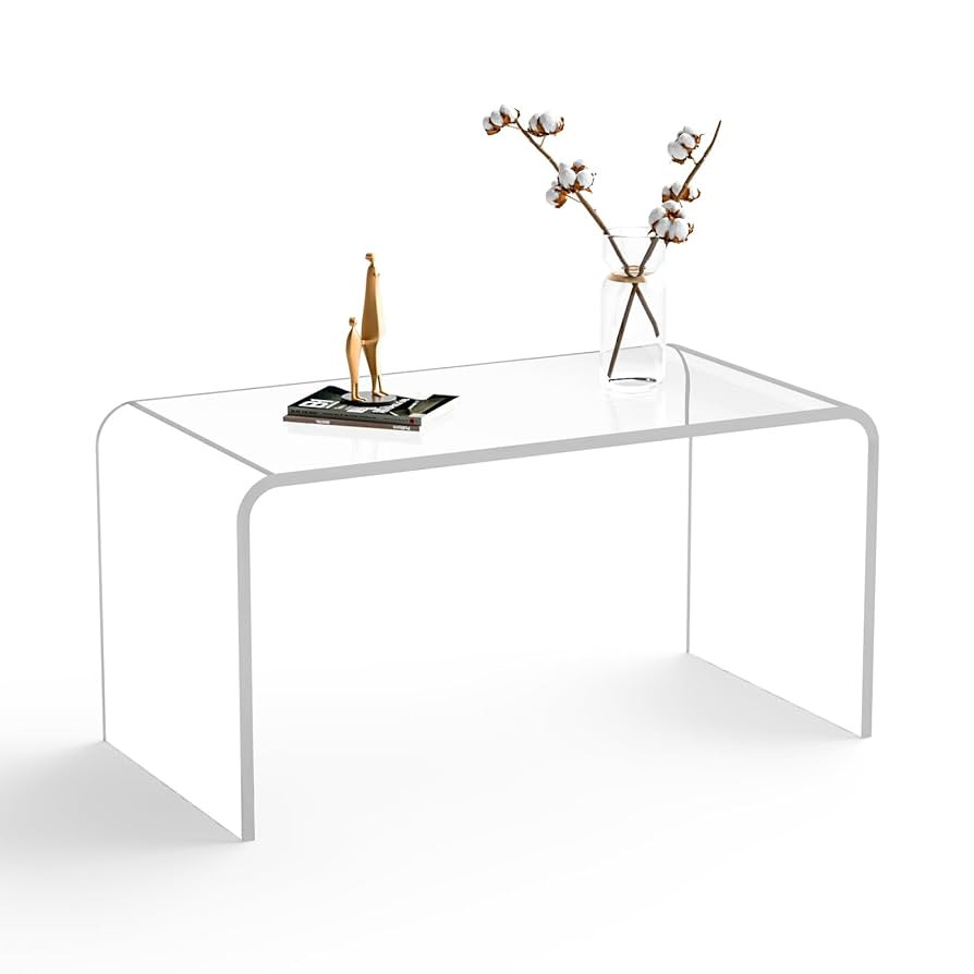 Acrylic Coffee Table, 32" L x 16" W x 16" H Clear Rectangle Coffee Table, Modern Waterfall Acryli... | Amazon (US)