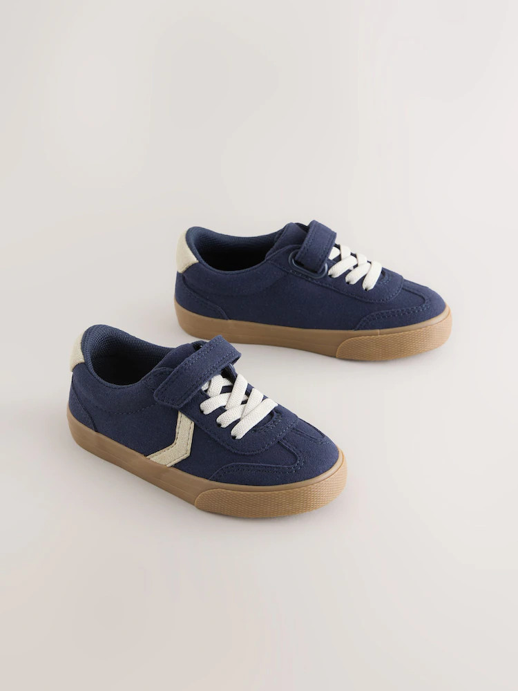 Navy Blue Wide Fit (G) Touch Fastening Elastic Lace Trainers | Next US