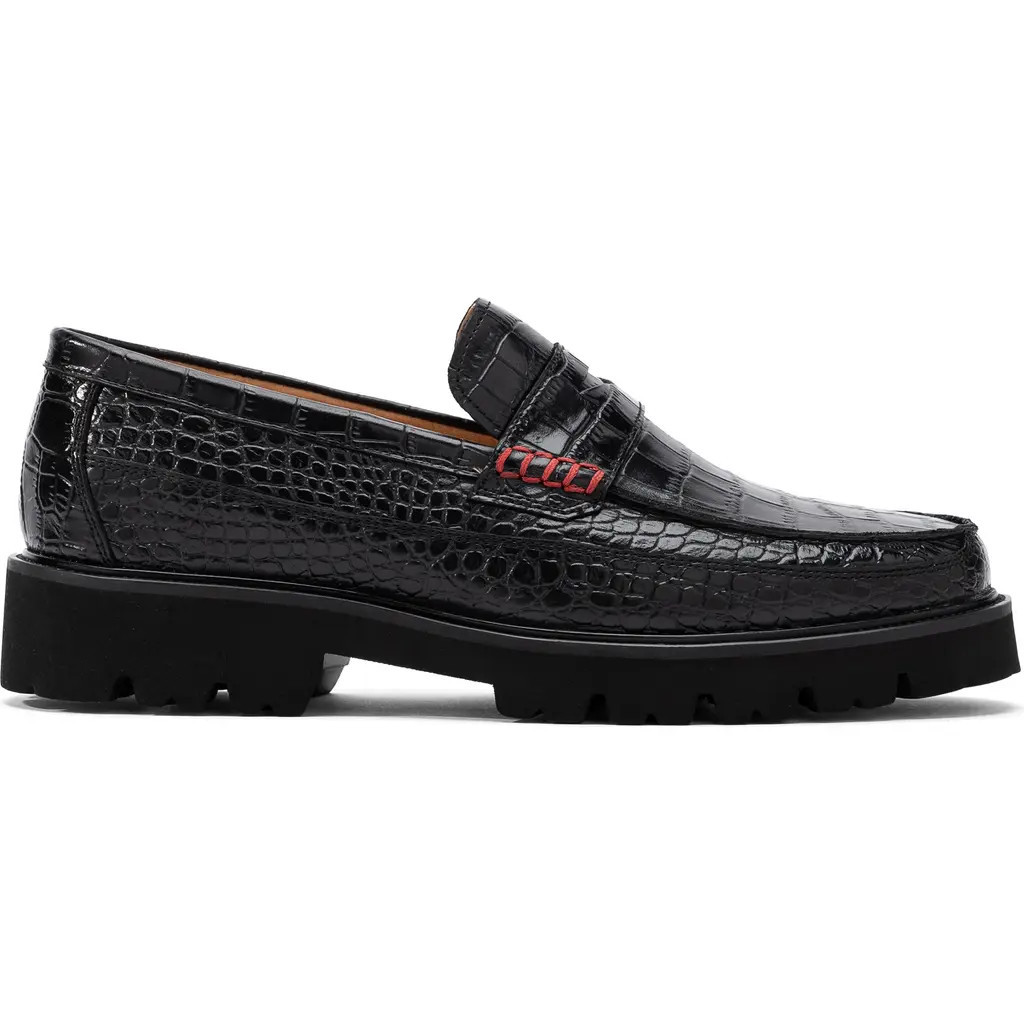 MARC NOLAN Adler Lug Sole Loafer in Black Croc at Nordstrom, Size 11 | Nordstrom