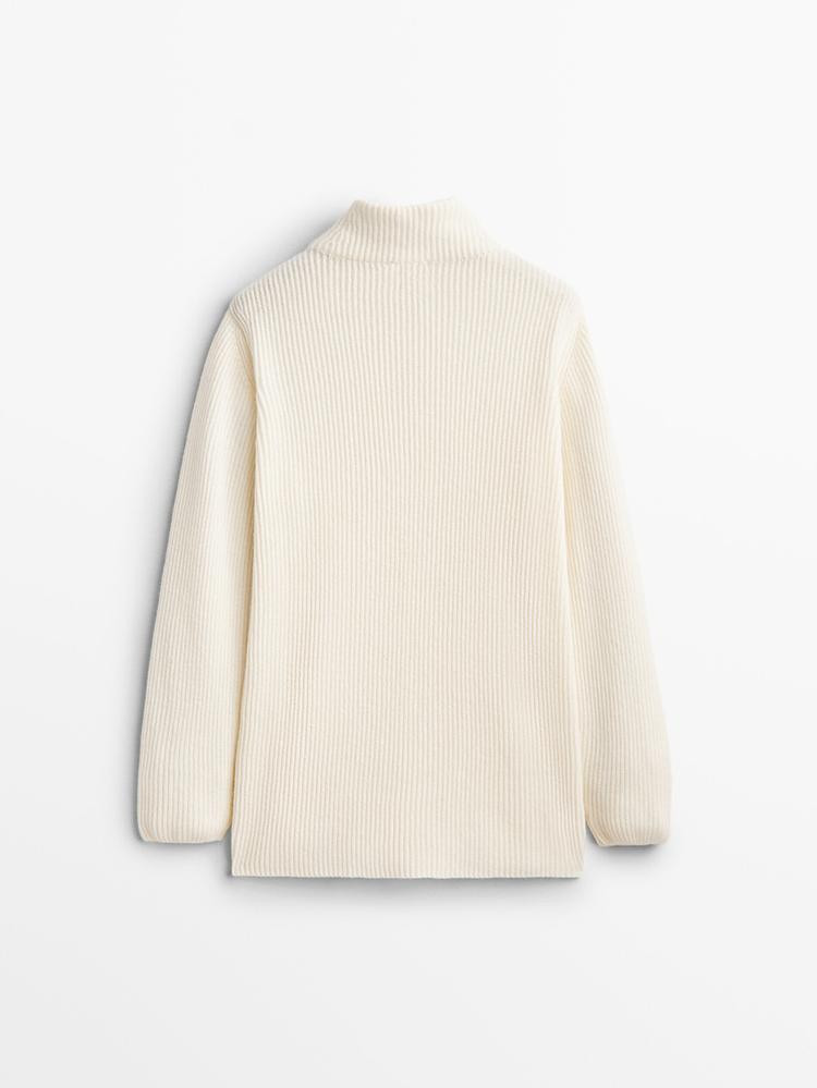 Wool sweater with asymmetric hem | Massimo Dutti US