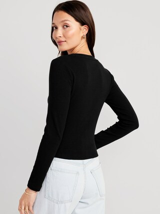 Fitted Square-Neck Rib-Knit T-Shirt for Women | Old Navy (US)