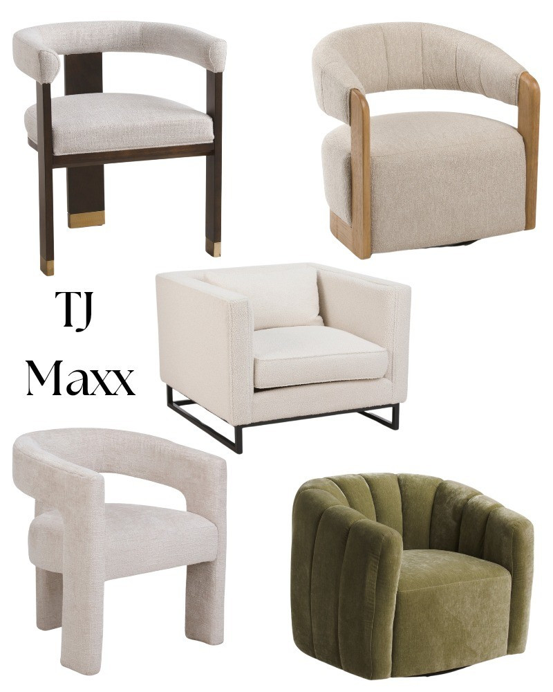 Designer chairs on sale at TJ Maxx, green, swivel, ivory, diningroom, livingroom, office, bedroom, french, modern, coastal, entry, boucle, velvet.

#LTKHome #LTKSaleAlert #LTKStyleTip