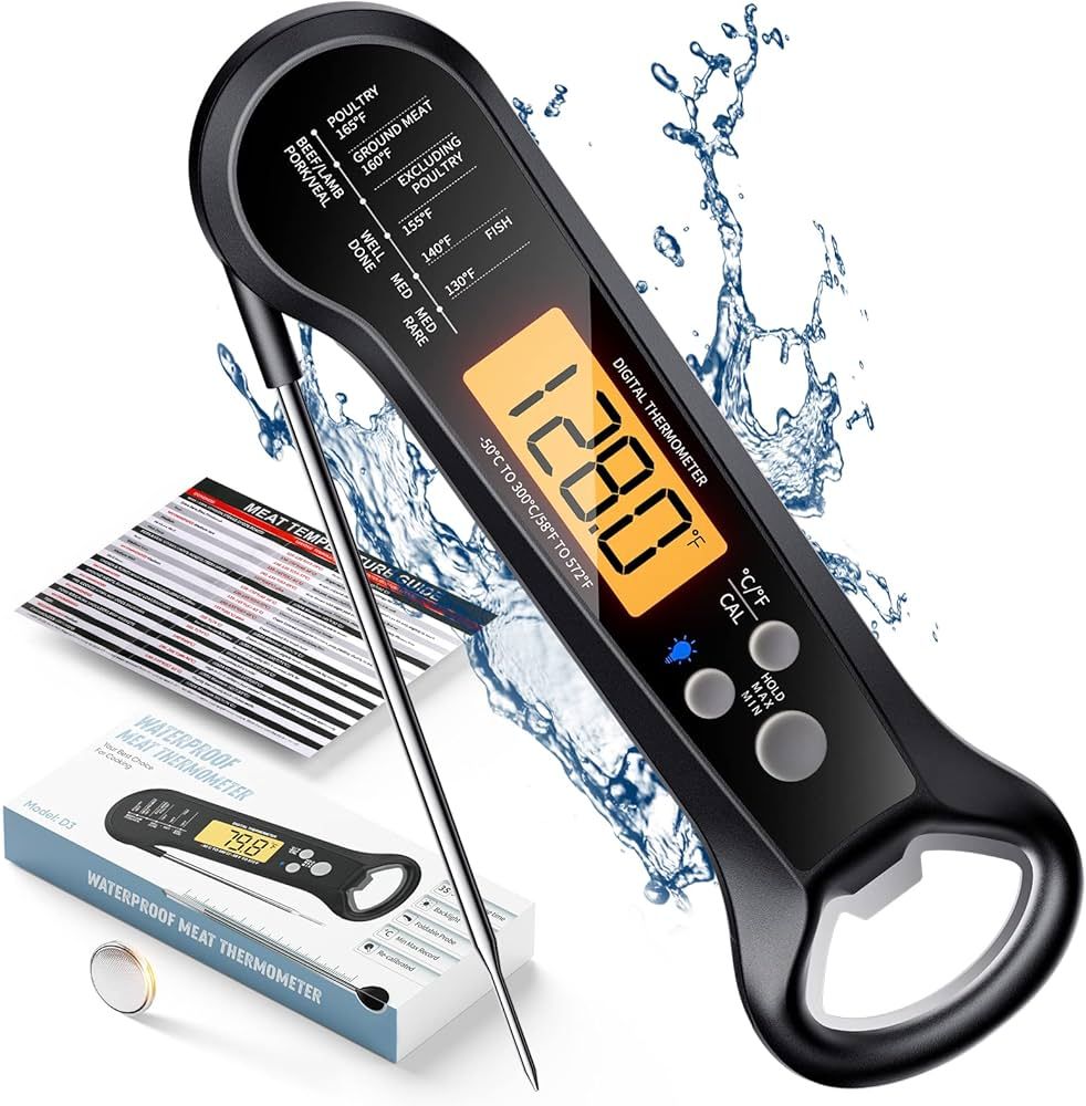 Meat Thermometer Digital, Waterproof Instant Read Meat Thermometers for Grilling and Cooking. Foo... | Amazon (US)