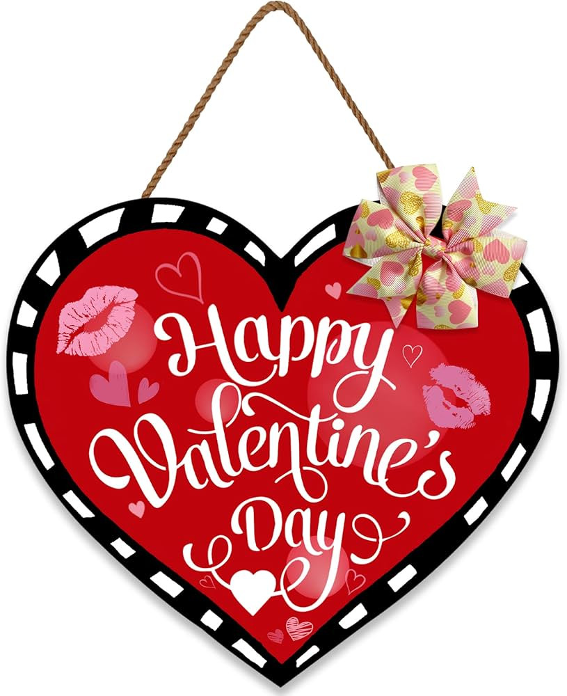 Valentines Decor Door Signs Heart Hanging Ornaments, Happy Valentine's Day Wreath Sign Valentine'... | Amazon (US)