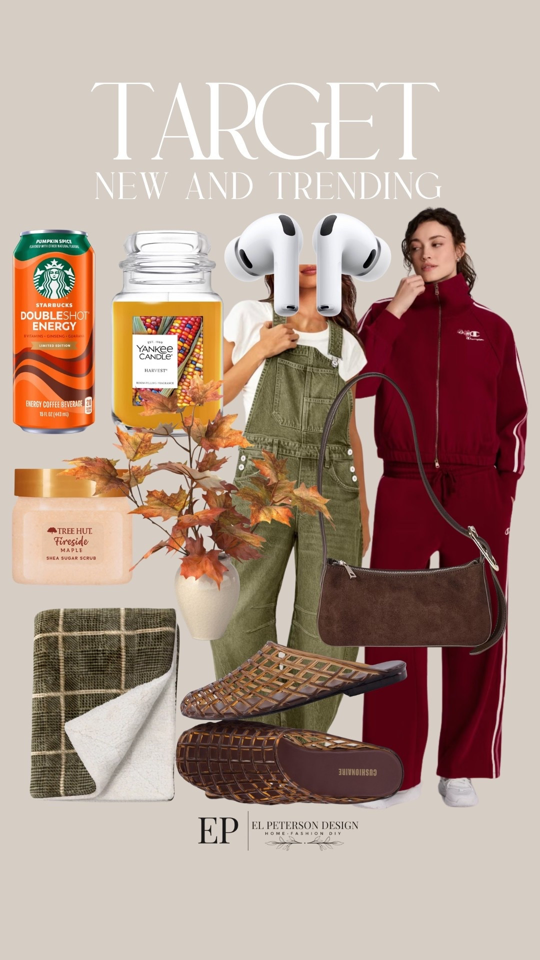 Target
New and trending
Zip up sweater
Sweat pants
Potted plant
Blanket
Slides
Ear buds
Candle
Drink
Overalls