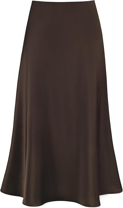 Women's Satin Midi Skirt High Waisted A Line White Silk Long Skirts | Amazon (US)