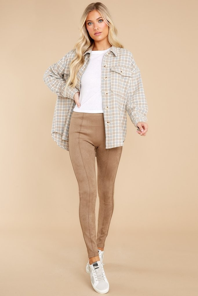More To See Beige Multi Plaid Shacket | Red Dress 