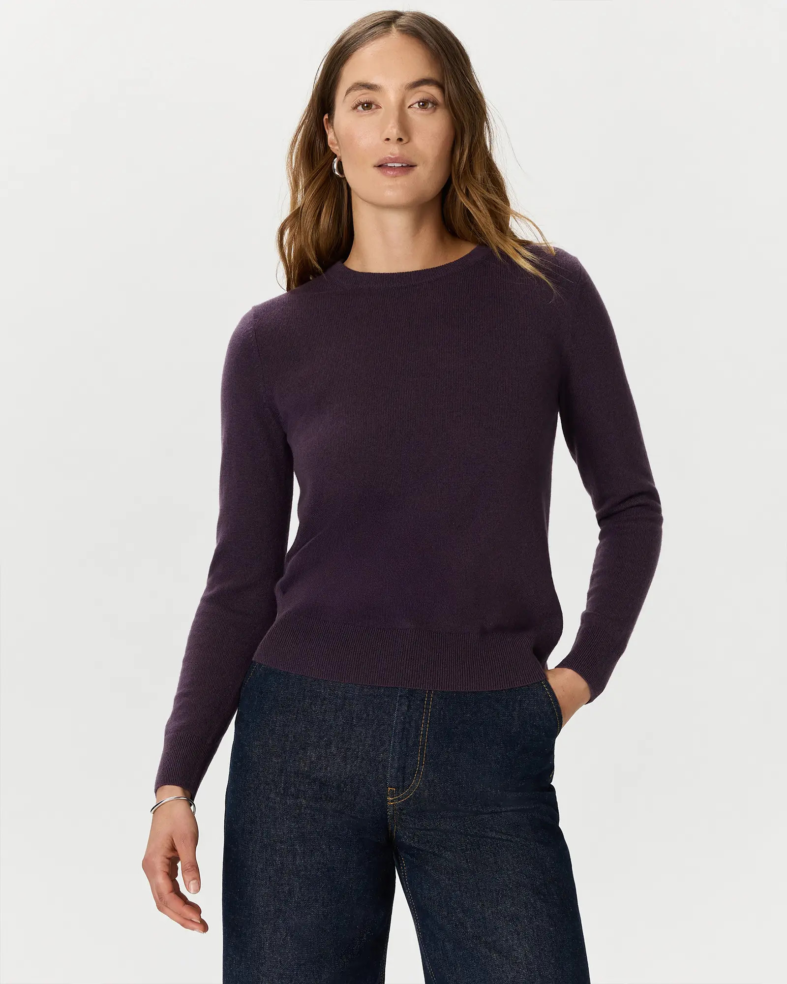 Mongolian Cashmere Crewneck Sweater in Deep Orchid Purple | Quince