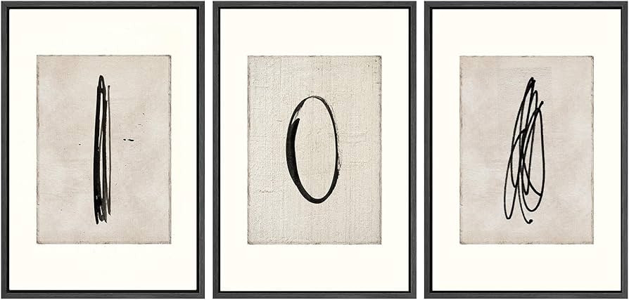 SIGNWIN Framed Canvas Print Wall Art Set Mid-Century Modern Paint Strokes Abstract Shapes Illustr... | Amazon (US)