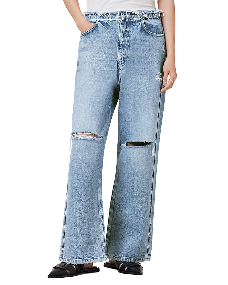 Allsaints Blake Fray High Rise Wide Leg Jeans in Light Indigo | Bloomingdale's (US)