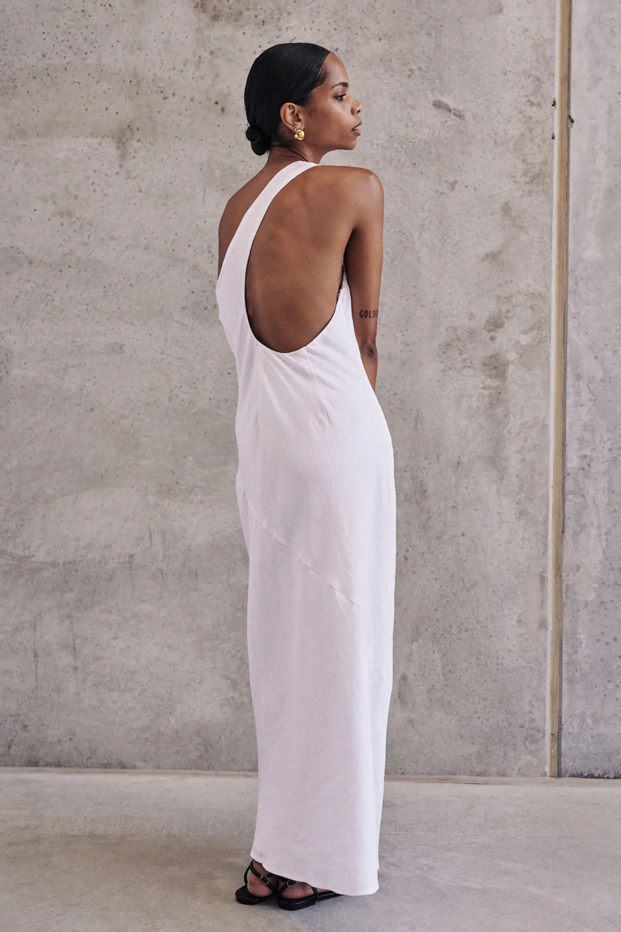 ADDISON WHITE LINEN AYSM MAXI DRESS | DISSH