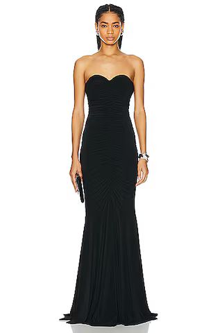 Strapless Shirred Front Fishtail Gown | FWRD 