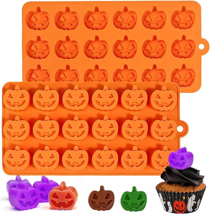 Kamehame Halloween Pumpkin Chocolate Mold, 2 Pcs Pumpkin Candy Silicone Molds for Cake Decoration... | Amazon (US)