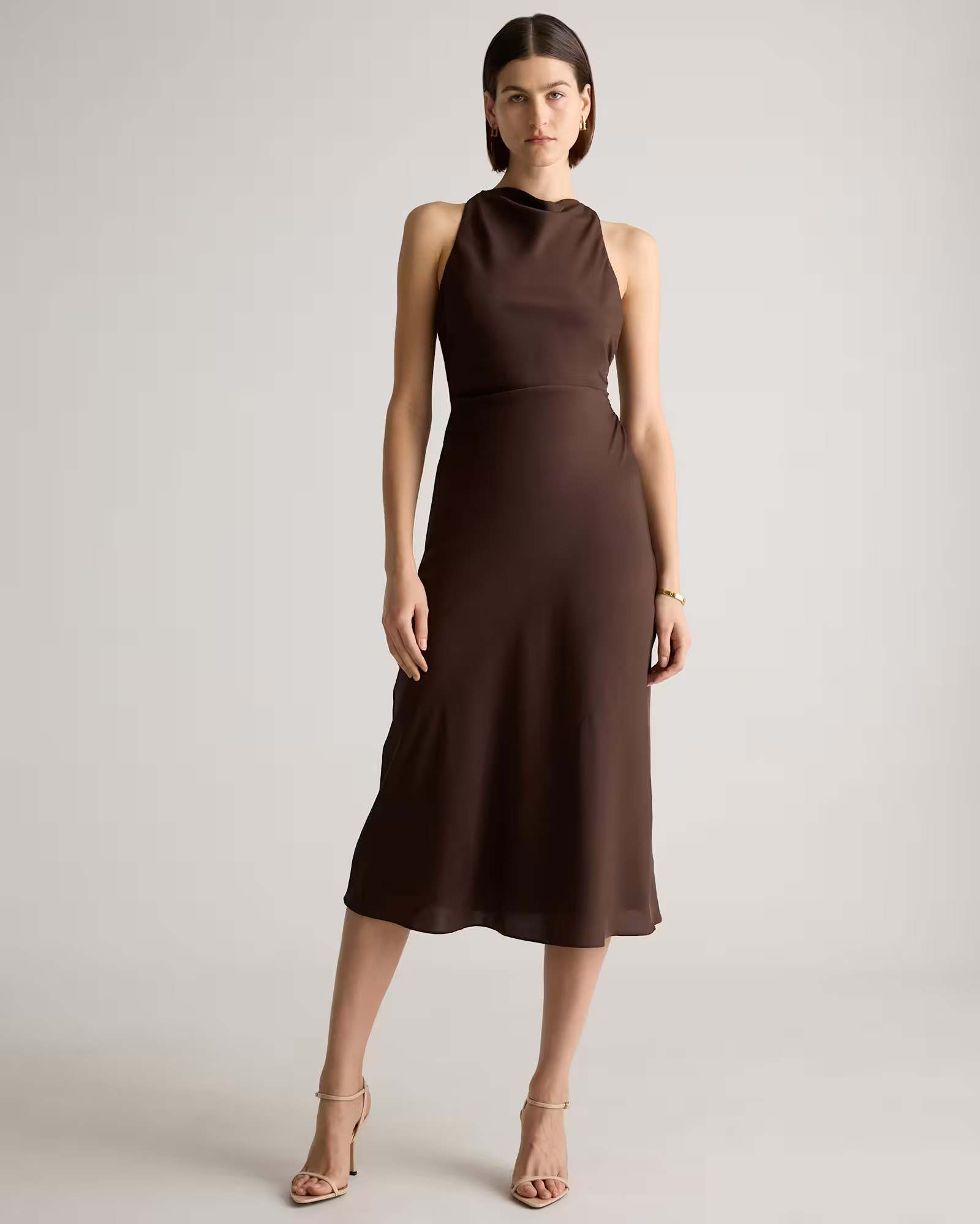 Washable Stretch Silk High Neck Midi Dress | Quince