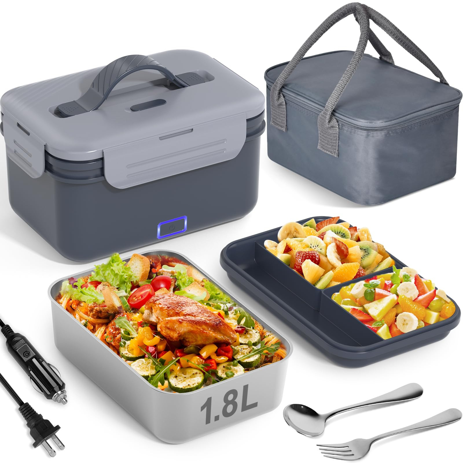 Vabaso 1.8L Electric Lunch Box for Adults, 100W Heated Lunch Box for Car/Truck Home/Work, Portabl... | Amazon (US)