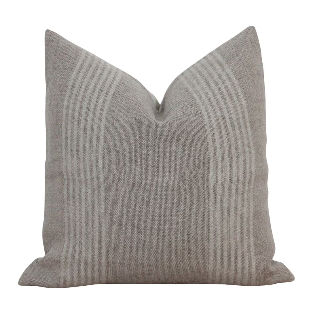 Tan Pillow Cover | Textured Pillow | Striped Pillow Cover | Brown Stripe | Neutral Accent Pillow ... | Etsy (US)