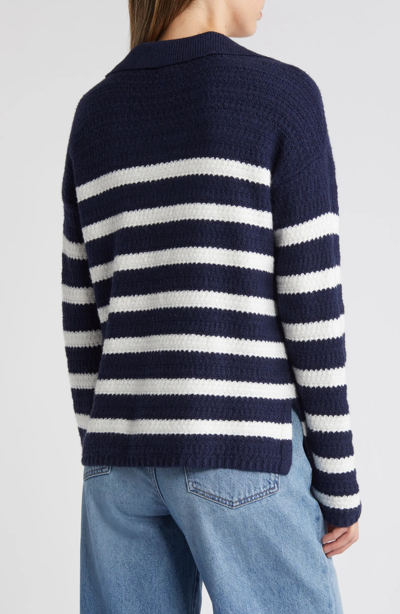 Caslon® Stripe Textured Polo Sweater | Nordstrom | Nordstrom