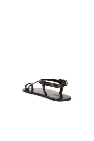 Saint Laurent Party Flat Sandal in Ultra Dark Brown | FWRD | FWRD 