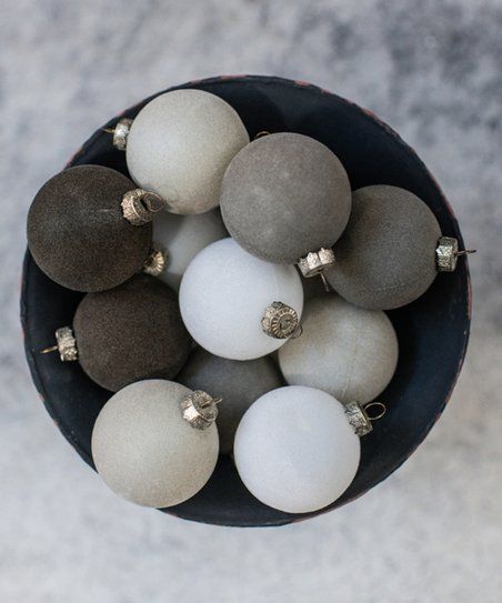 Ragon House Gray Flocked Ball Ornament - Set of 12 | Zulily