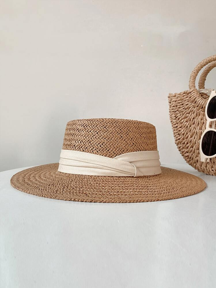 Tape Decor Straw Hat | SHEIN