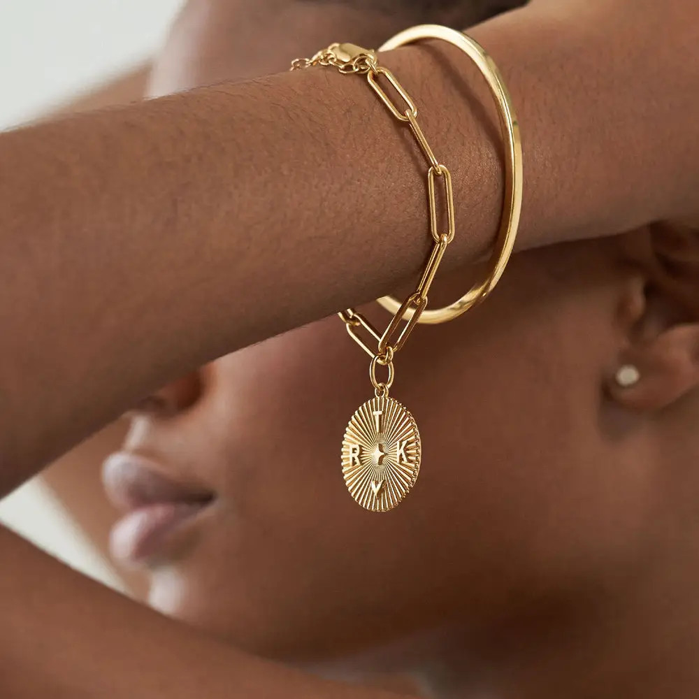 Tyra Initial Medallion Bracelet - Gold Vermeil | Oak & Luna (US)