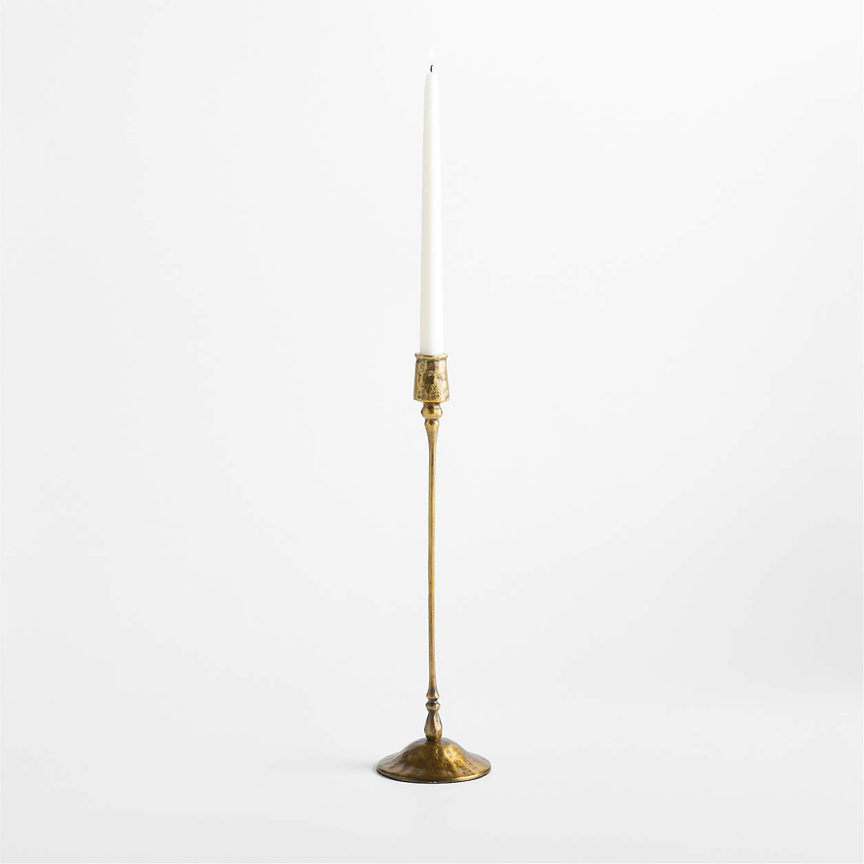 Luce Medium Brass Taper Holder 16" + Reviews | Crate & Barrel | Crate & Barrel