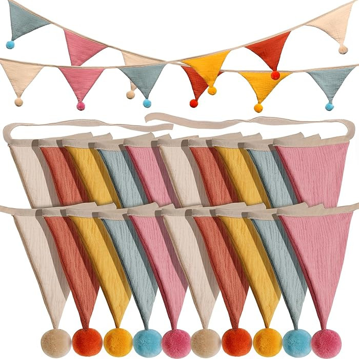 20 Pcs Pennant Banner Flags,2 Sets Garland Nursery Triangle Bunting Flag Baby Shower Banner for N... | Amazon (US)