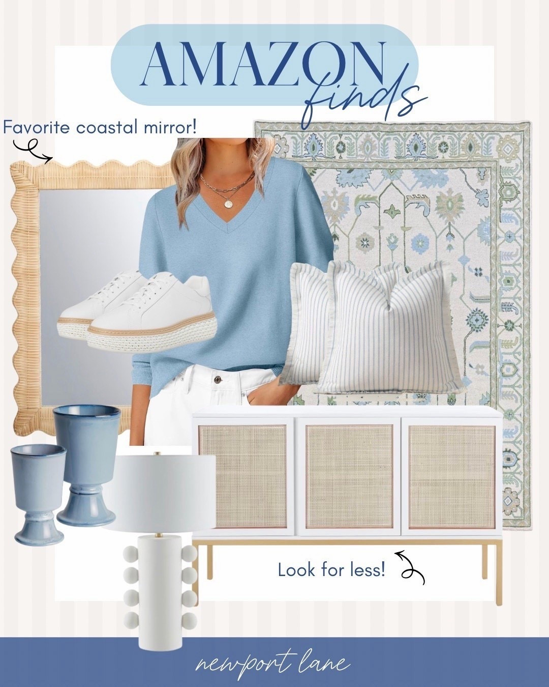 This Amazon collage of coastal furniture, clothes, and decor is packed with breezy, blue-and-white-inspired favorites for every room and wardrobe. From statement pieces to everyday essentials, these finds make living with coastal style easy and intentional.



#LTKSaleAlert #LTKHome #LTKU
