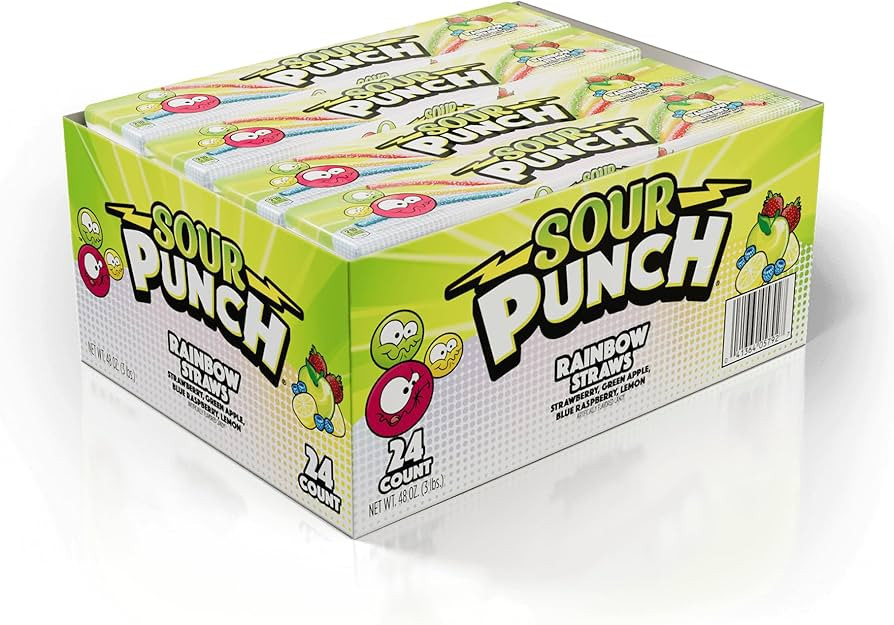 Sour Punch Rainbow Sour Straws, 2 Ounce (Pack of 24) | Amazon (US)