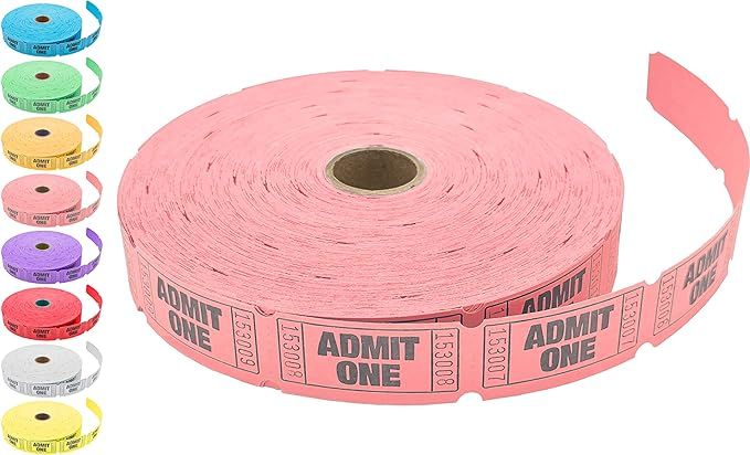 2000 Tacticai Pink Admit One Raffle Tickets (8 Colors Available), Single Roll, 2" x 1" Ticket for... | Amazon (US)