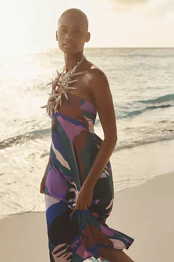 Halle Strapless Satin Maxi Dress | Anthropologie (US)