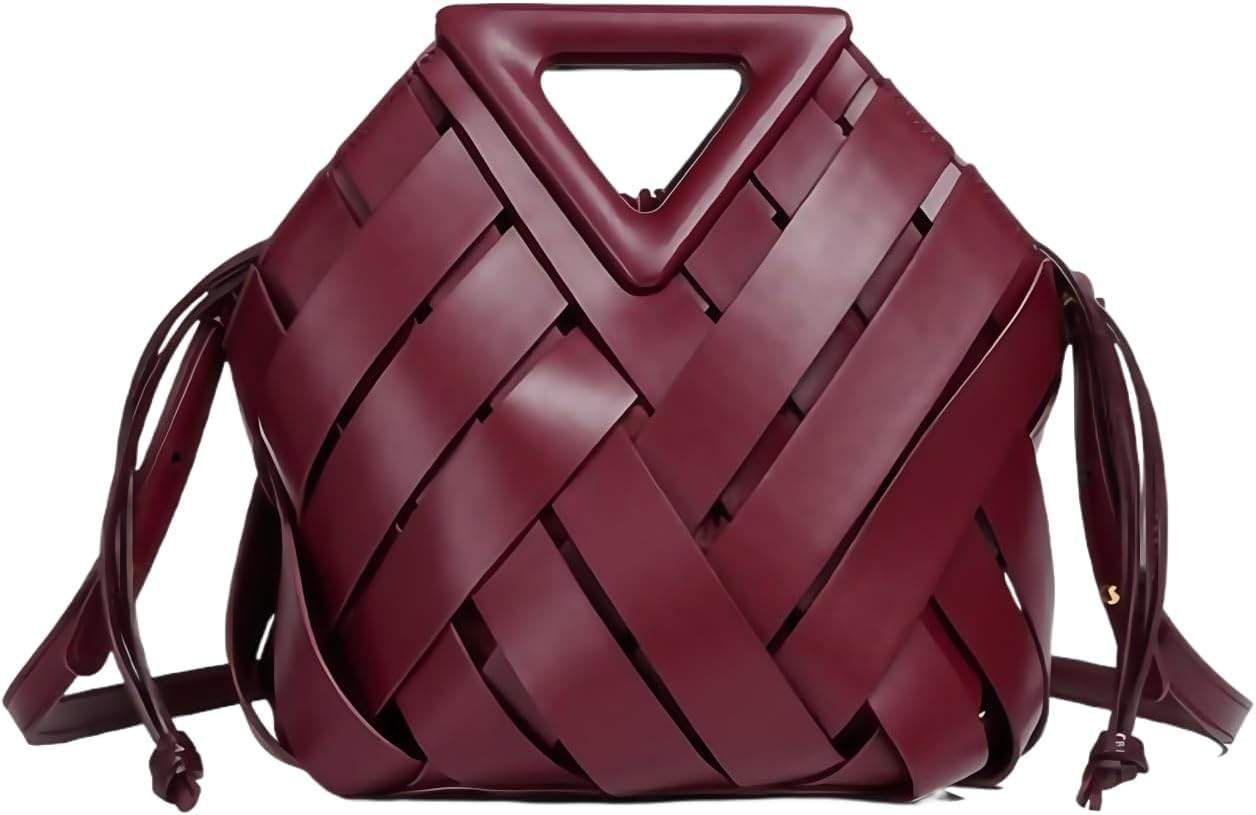 Woven Bucket Bag for Women, Vegan Leather Crossbody Hobo Handbag with Top Handle, 2026 Trendy Designer Purse | Amazon (US)