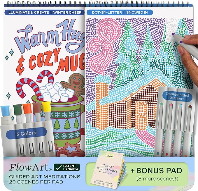 Lifelines FlowArt Activity Pad, 2-Pack Winter Set + Bonus Pad - Guided Art Meditations with Marke... | Amazon (US)