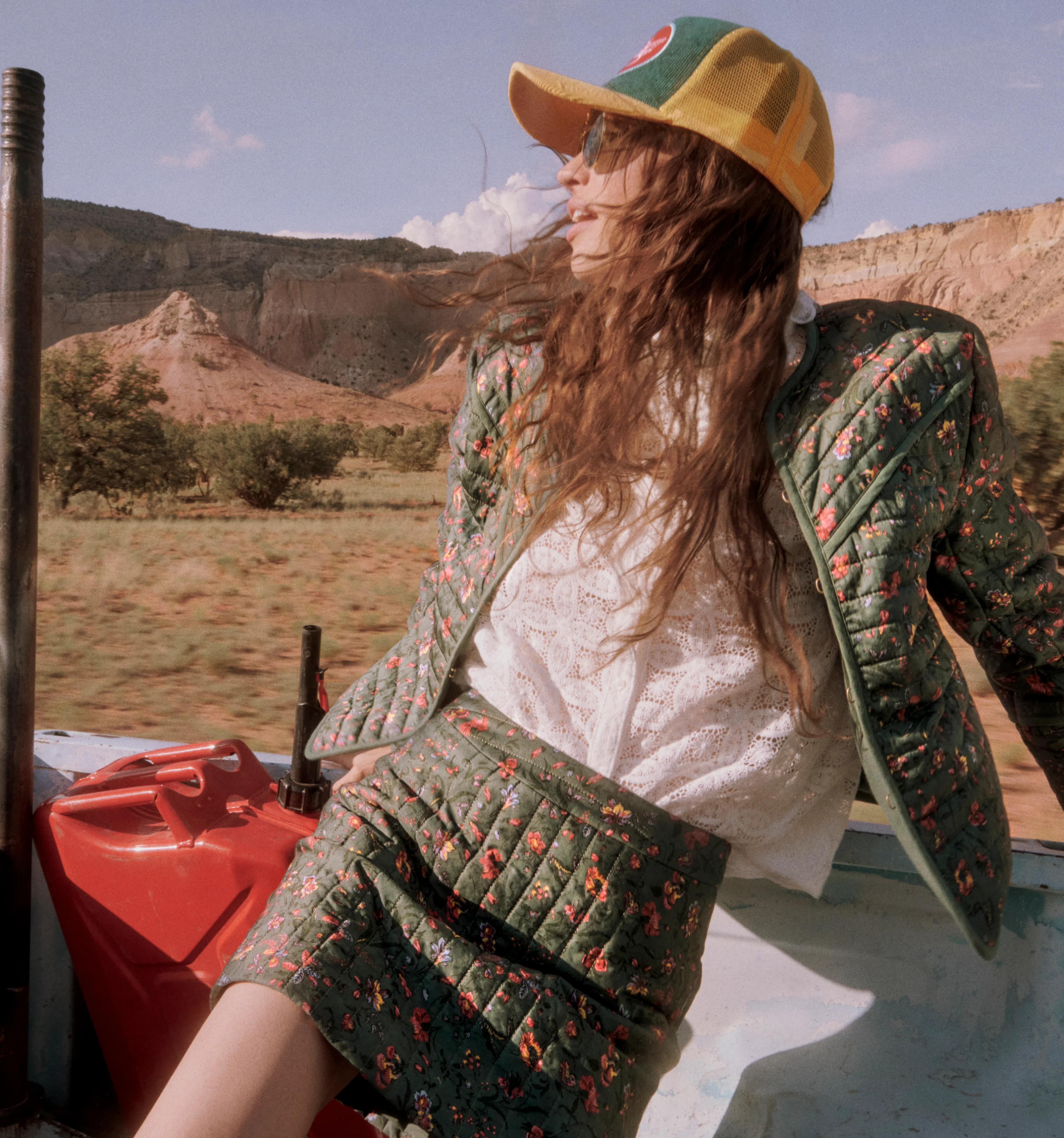 The Olivia Quilted Skirt - Bottle Green Fleur Chintz | Hill House Home US