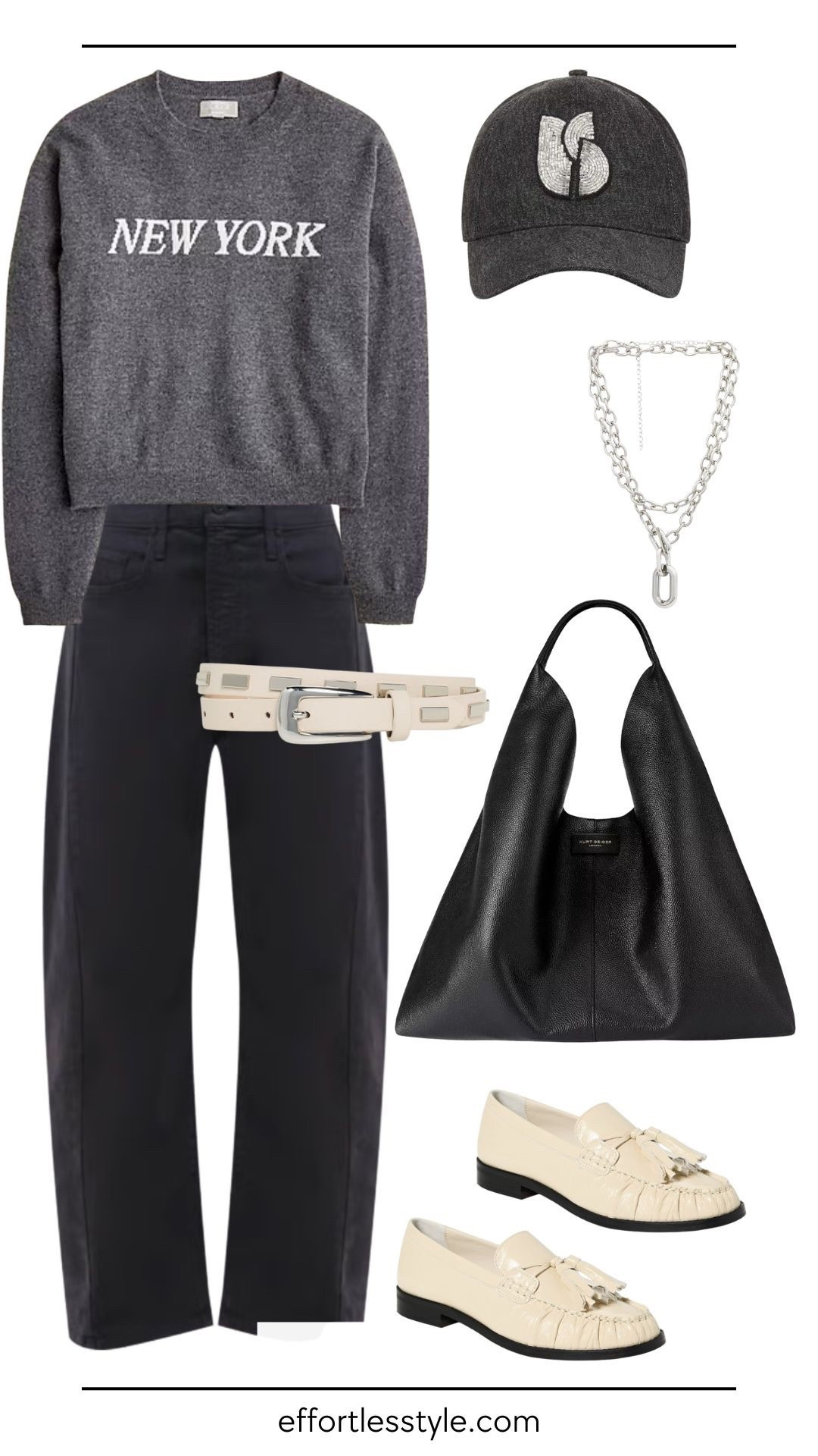 Cream patent loafers add an unexpected pop against black denim. Pair with a cozy grey sweater and finish off the look with silver accessories. The look feels cool and elevated without trying too hard.



#LTKHoliday #LTKgrwm #LTKootd