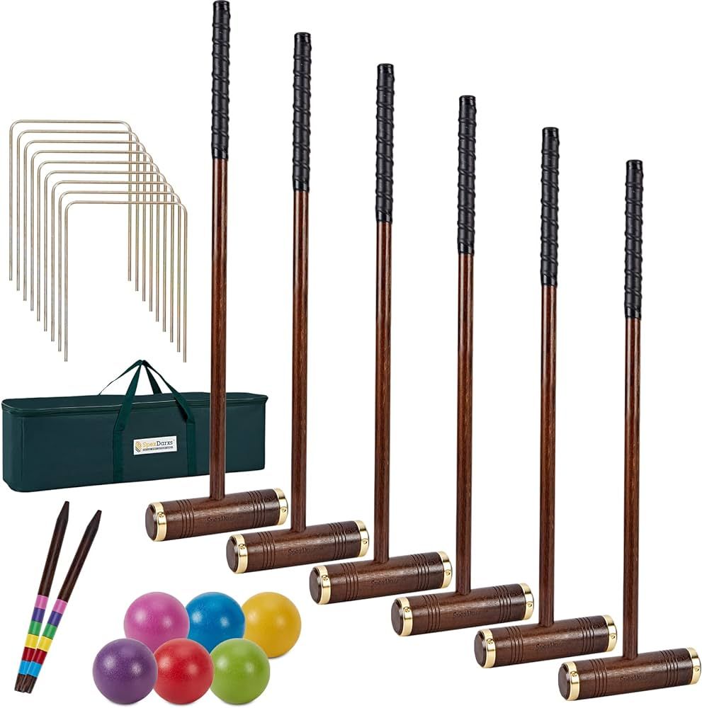 SpexDarxs Six Player Croquet Game, 35‘’ Croquet Set with Premium Wooden Mallets|Colored Balls... | Amazon (US)