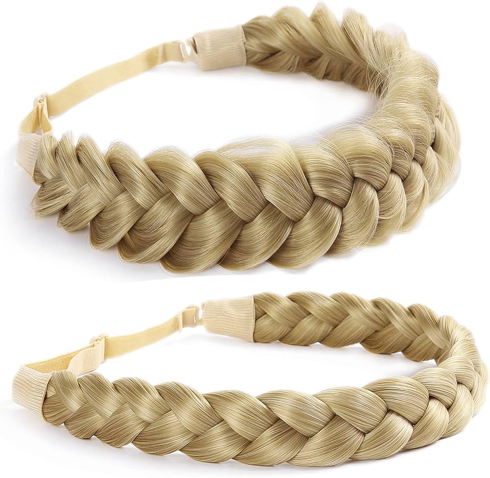 STHEJFB Braid Headband 2 3 Strands combinations Messy Wide Chunky Fluffy Elastic Stretch Hairpiec... | Amazon (US)