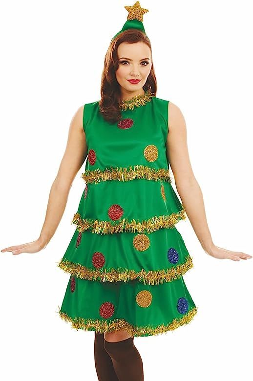 Fun Shack Adult Christmas Tree Costume Holiday Xmas Tree Outfit Adult Christmas Costumes For Women A | Amazon (US)