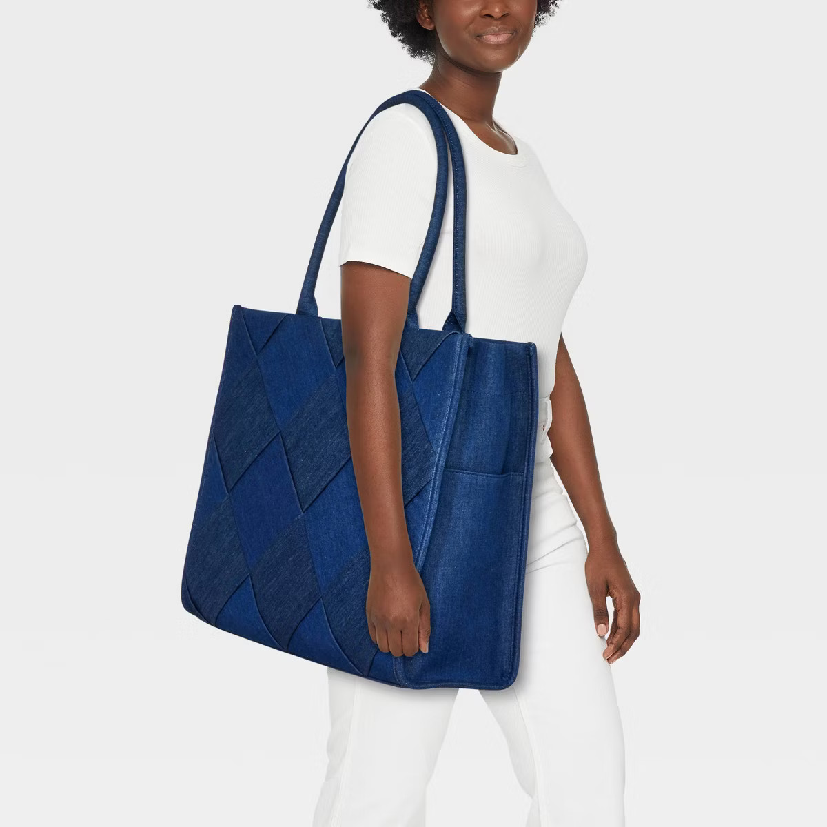 Large Boxy Tote Handbag - A New Day™ Blue Denim | Target