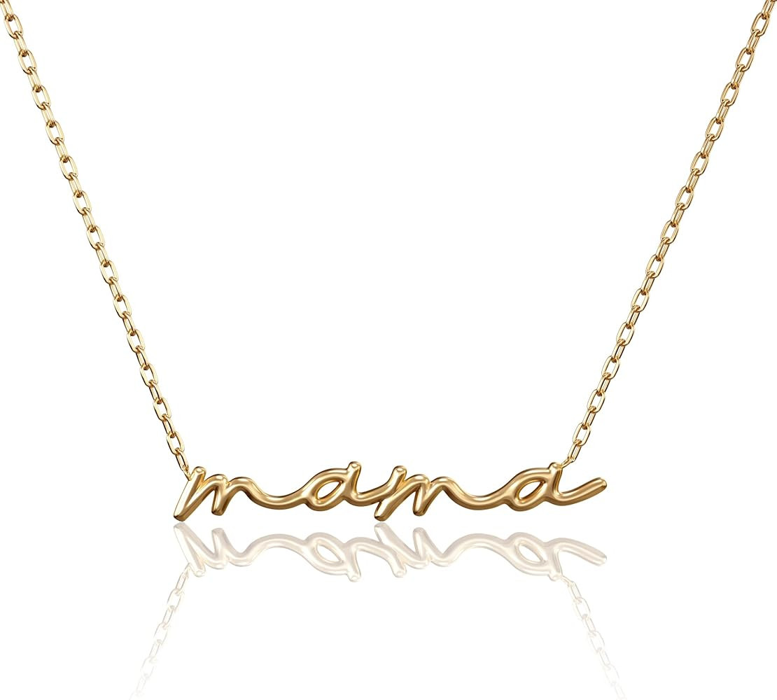 CAITLYNMINIMALIST Dainty Mama Necklace in 18K Gold 925 Sterling Silver Rose Gold Adjustable 16" 1... | Amazon (US)
