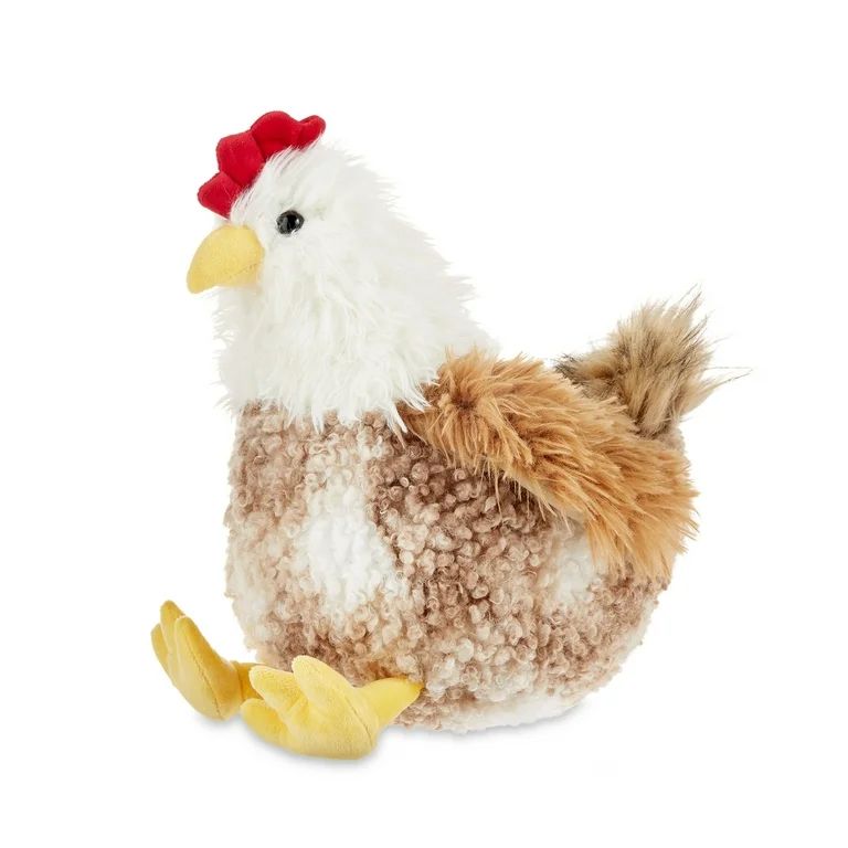 Easter Large Brown & White Chicken Plush, 13 in, by Way To Celebrate - Walmart.com | Walmart (US)
