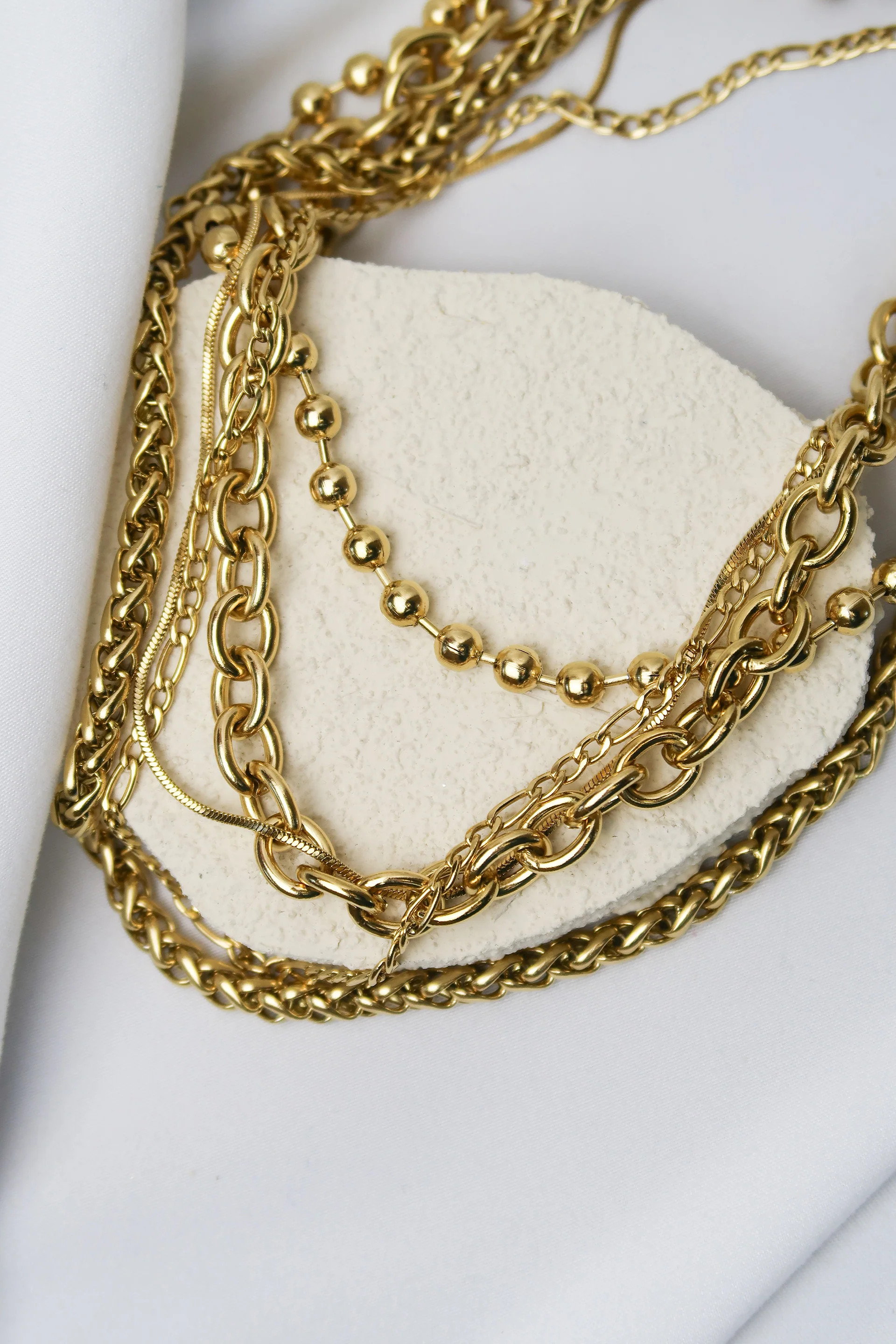 Golden Muse 316L Stainless Steel 5 Piece Necklace Ensemble | KC Chic Designs