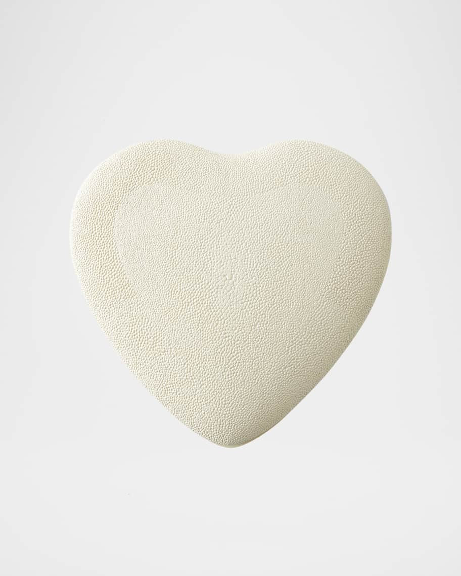 AERIN Faux Shagreen Heart Jewelry Box, Cream | Neiman Marcus