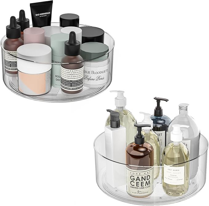 G.a HOMEFAVOR 2 Pack Lazy Susan 9" Clear Plastic Turntable Organizer Rotating Spice Rack Kitchen ... | Amazon (US)