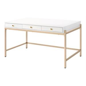 Benjara 30" Transitional Metal Desk with 3 Drawers and Metal Frame in White | Cymax