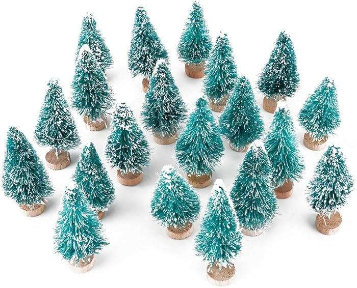 Artificial Mini Sisal Christmas Trees Snow Frost with Wooden Bases for Home Party Decoration Orna... | Amazon (US)