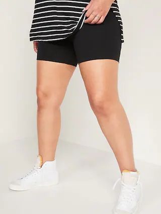 High-Waisted Jersey Biker Shorts For Women -- 6-Inch Inseam | Old Navy (US)